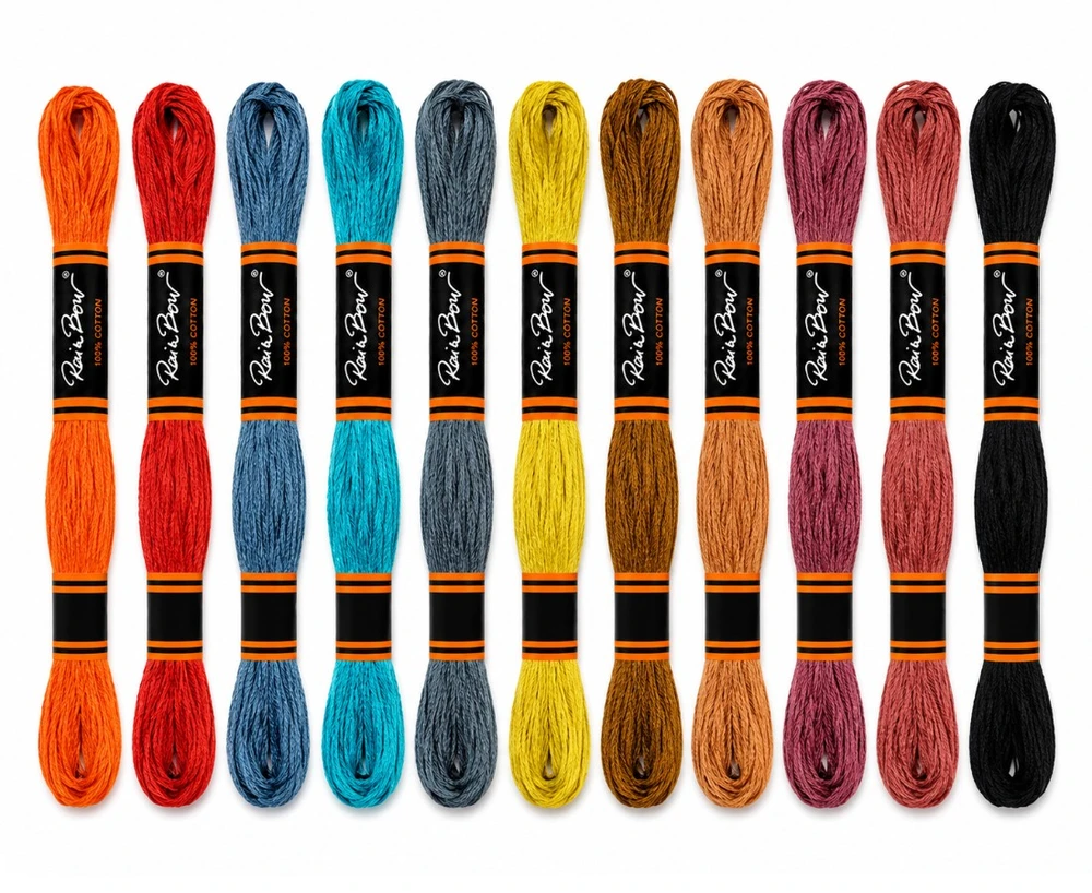 Medvilniniai ryškus siuvinėjimo siūlai Muline RainBow® RB-05 12 vnt.x8 m