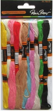 Medvilniniai ryškus siuvinėjimo siūlai Muline RainBow® RB-05 12 vnt.x8 m