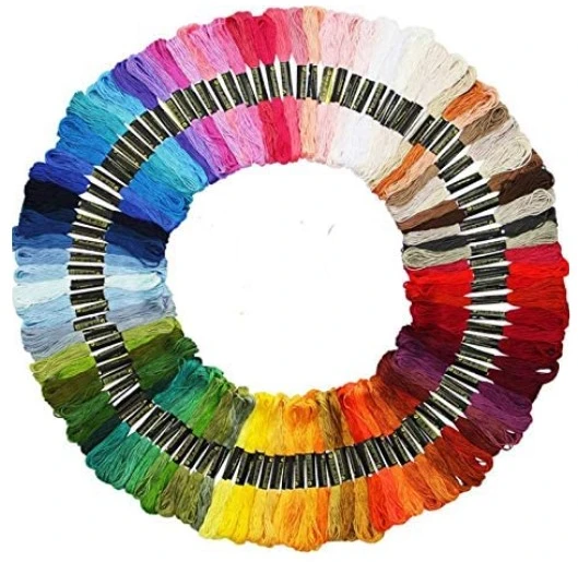 Medvilninių siuvinėjimo siūlų Muline RainBow® 100 įvairių spalvų po 8 m rinkinys