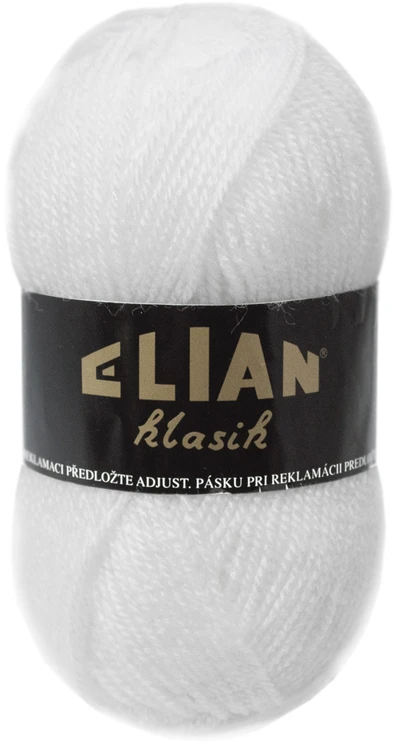 Mezgimo siūlai Elian Klasik 50 g, spalva 208 balta