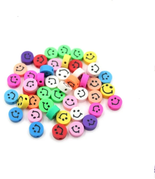 RAINBOW Akriliniai karoliukai Emoji Smiley 10x6 mm 20 vnt., įvairių spalvų