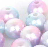 RAINBOW Apvalūs įvairiaspalviai perlo imitacijos karoliukai 10 mm, 5 vnt., šviesus