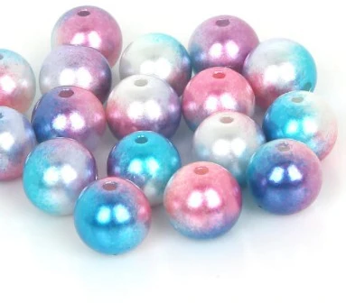 RAINBOW Apvalūs įvairiaspalviai perlo imitacijos karoliukai 4 mm, 16 vnt., tamsus