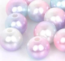 RAINBOW Apvalūs įvairiaspalviai perlo imitacijos karoliukai 8 mm, 7 vnt., šviesus