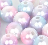 RAINBOW Apvalūs įvairiaspalviai perlo imitacijos karoliukai 6 mm, 8 vnt., šviesus