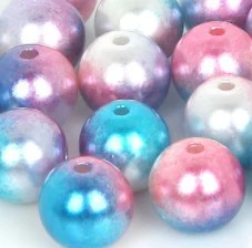RAINBOW Apvalūs įvairiaspalviai perlo imitacijos karoliukai 6 mm, 8 vnt., tamsus