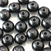 RAINBOW Apvalūs metalizuoti blizgūs karoliukai 4 mm, 14 vnt., spalva juoda