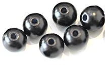 RAINBOW Apvalūs metalizuoti blizgūs karoliukai 8 mm, 6 vnt., spalva juoda