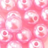 RAINBOW Apvalūs perlo imitacijos karoliukai 6 mm, 10 vnt., spalva šviesiai rožinė