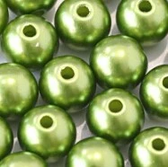RAINBOW Apvalūs perlo imitacijos karoliukai 6 mm, 10 vnt., spalva šviesiai žalia