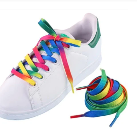 RAINBOW Įvairiaspalviai plokšti batraiščiai 8 mm 100 cm, spalva 1