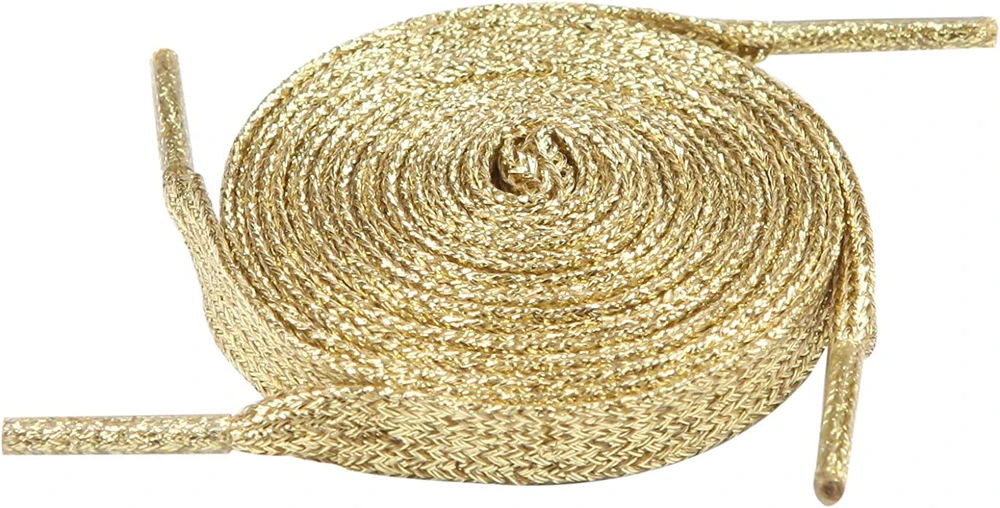 RAINBOW Metalizuoti platūs batraiščiai 12 mm 80 cm, spalva aukso