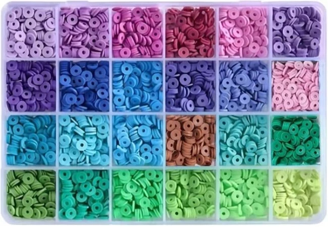 RAINBOW Plokščių karoliukų rinkinys apyrankių gamybai 2400 vnt.
