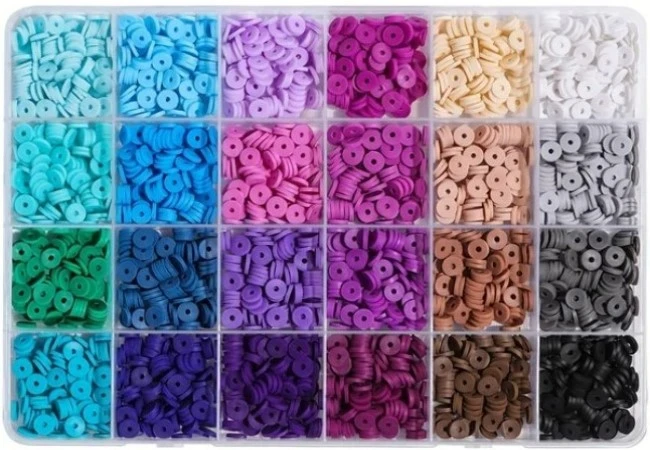 RAINBOW Plokščių karoliukų rinkinys apyrankių gamybai 2400 vnt.