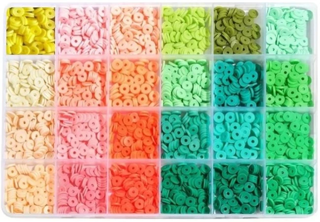 RAINBOW Plokščių karoliukų rinkinys apyrankių gamybai 2400 vnt.