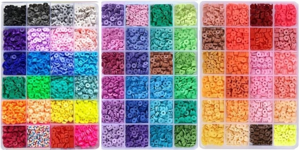 RAINBOW Plokščių karoliukų rinkinys apyrankių gamybai 7200 vnt.
