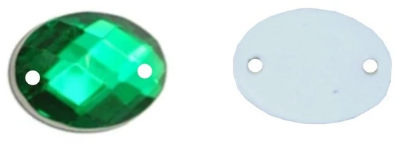 RAINBOW Prisiuvama akrilo akutė 7x10 mm, spalva žalia