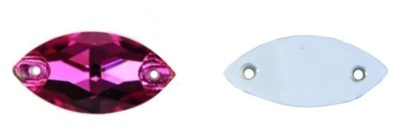 RAINBOW Prisiuvama akrilo akutė 7x15 mm, spalva tamsiai rožinė