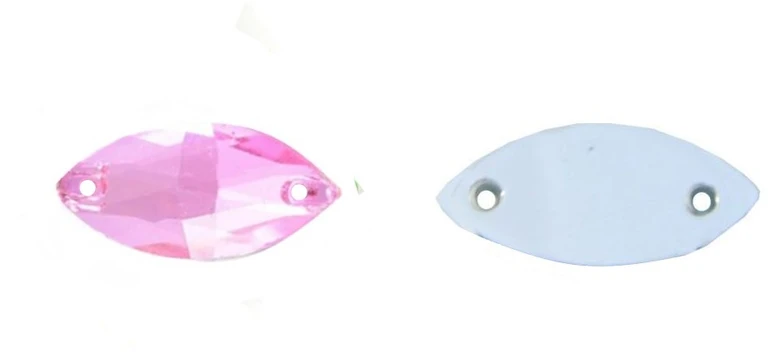 RAINBOW Prisiuvama akrilo akutė 7x15 mm, spalva šviesiai rožinė