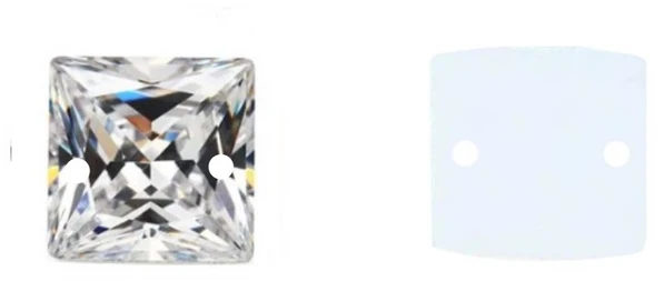 RAINBOW Prisiuvama akrilo akutė 8x8 mm, spalva balta