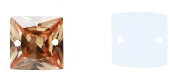 RAINBOW Prisiuvama akrilo akutė 8x8 mm, spalva oranžinė