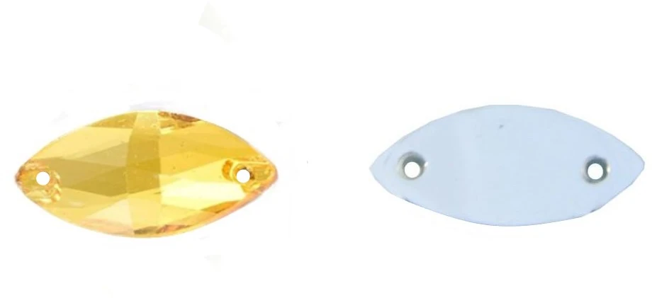 RAINBOW Prisiuvama akrilo akutė 9x20 mm, spalva geltona