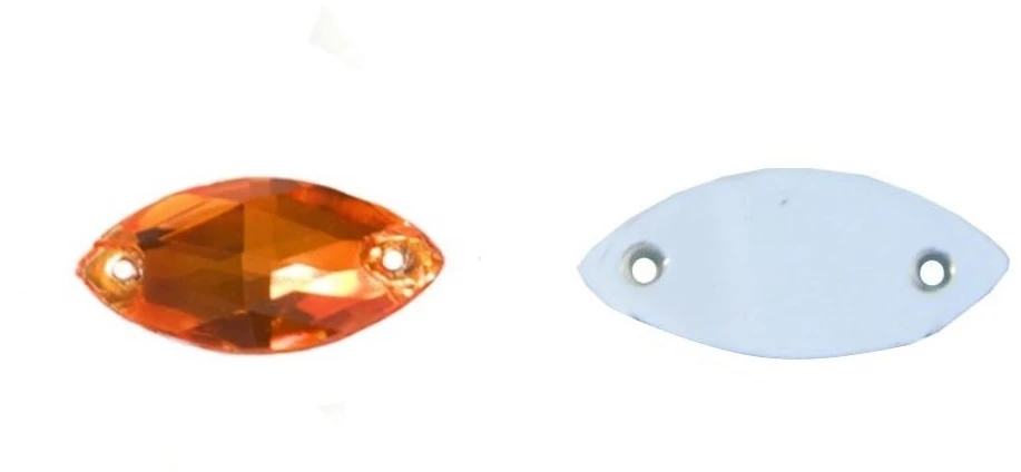 RAINBOW Prisiuvama akrilo akutė 9x20 mm, spalva oranžinė