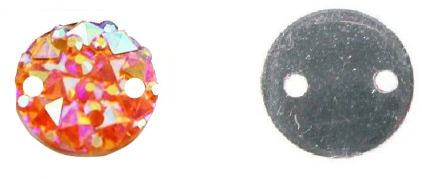 RAINBOW Prisiuvama mozaikinė akrilo akutė 10 mm, spalva oranžinė