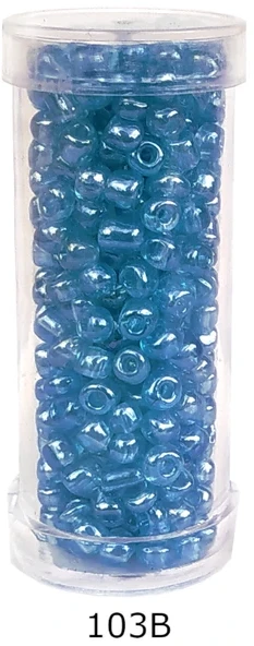 Stikliniai apvalūs karoliukai (biseris) Nr. 6/0 RainBow® plastikinėje tūbelėje 25 g, spalva 103B