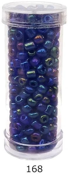 Stikliniai apvalūs karoliukai (biseris) Nr. 6/0 RainBow® plastikinėje tūbelėje 25 g, spalva 168