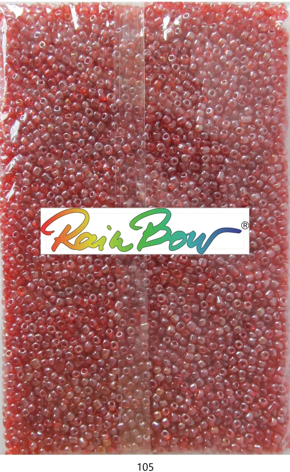 Stikliniai apvalūs karoliukai (biseris) Nr. 6/0 RainBow® 500g, spalva 105