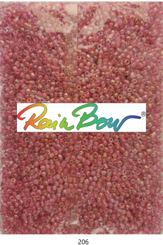 Stikliniai apvalūs karoliukai (biseris) Nr. 6/0 RainBow® 500g, spalva 206