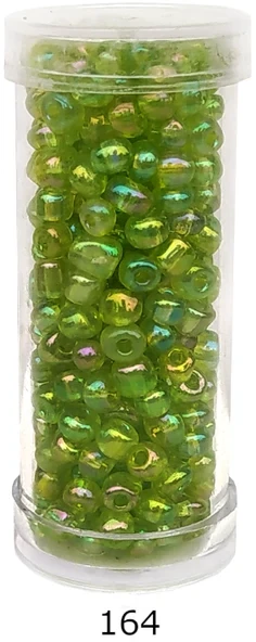 Stikliniai apvalūs karoliukai (biseris) Nr. 6/0 RainBow® plastikinėje tūbelėje 25 g, spalva 164