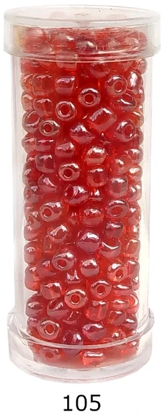 Stikliniai apvalūs karoliukai (biseris) Nr. 6/0 RainBow® plastikinėje tūbelėje 25 g, spalva 105