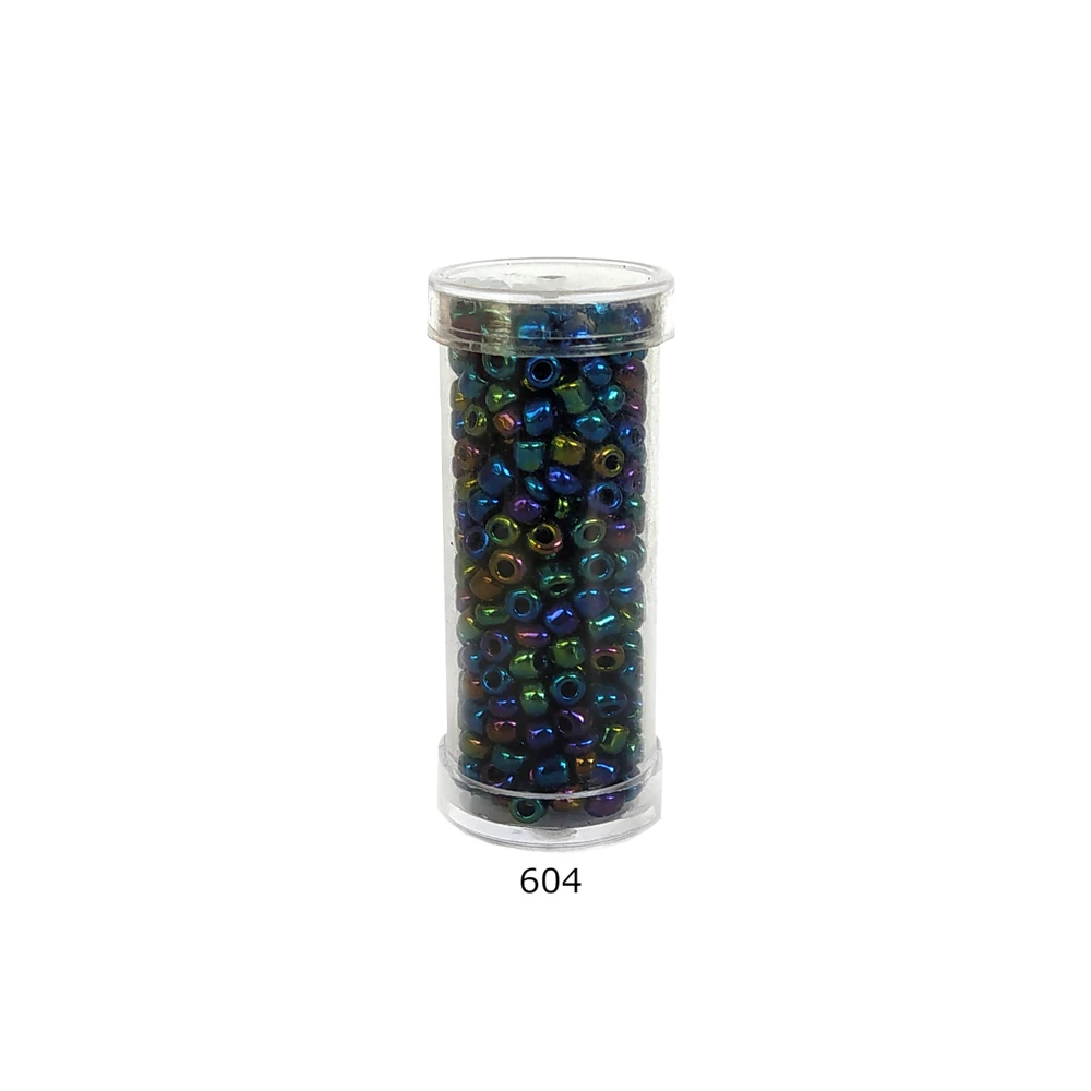 Stikliniai apvalūs karoliukai (biseris) Nr. 6/0 RainBow® plastikinėje tūbelėje 25 g, spalva 604