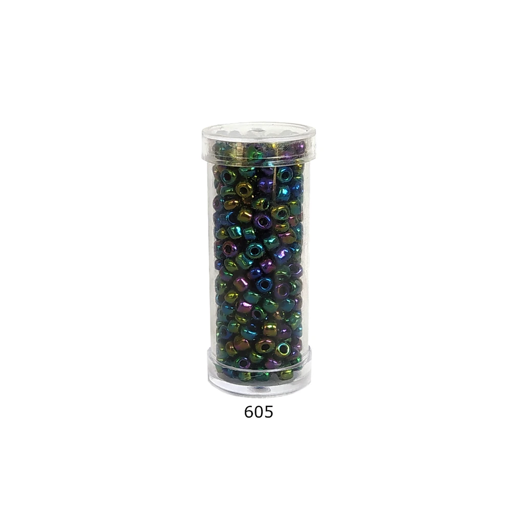 Stikliniai apvalūs karoliukai (biseris) Nr. 6/0 RainBow® plastikinėje tūbelėje 25 g, spalva 605