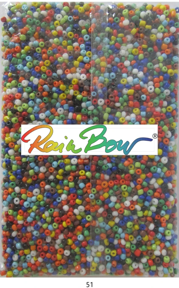 Stikliniai apvalūs karoliukai (biseris) Nr. 6/0 RainBow® 500g, spalva 51