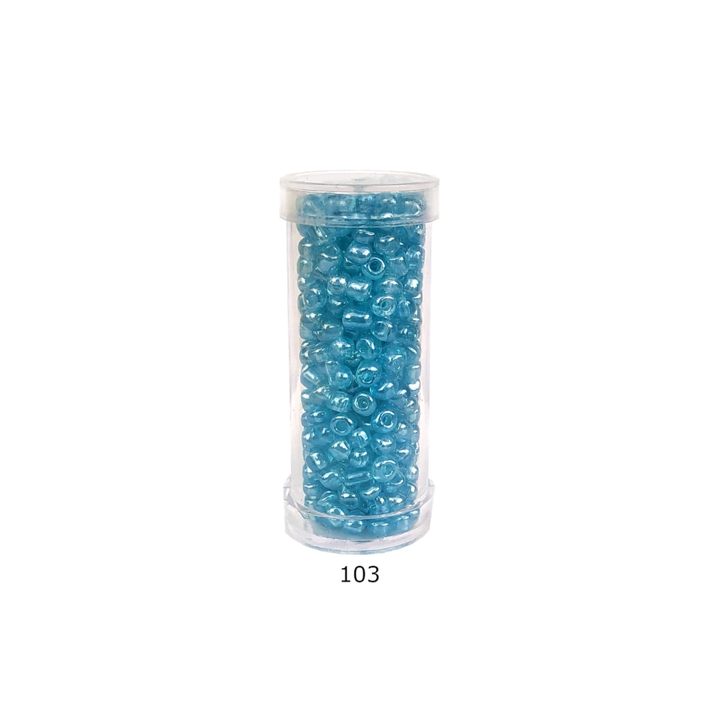 Stikliniai apvalūs karoliukai (biseris) Nr. 6/0 RainBow® plastikinėje tūbelėje 25 g, spalva 103