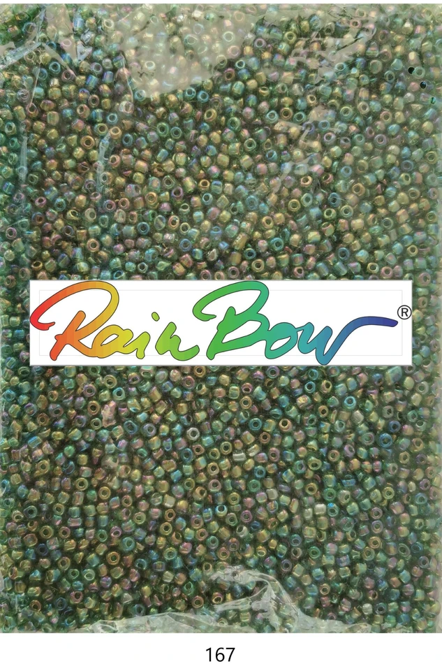 Stikliniai apvalūs karoliukai (biseris) Nr. 6/0 RainBow® 500g, spalva 167