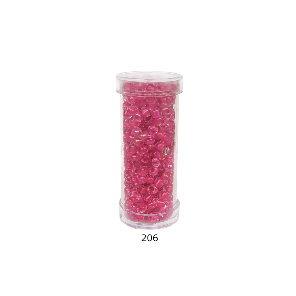 Stikliniai apvalūs karoliukai (biseris) Nr. 6/0 RainBow® plastikinėje tūbelėje 25 g, spalva 206