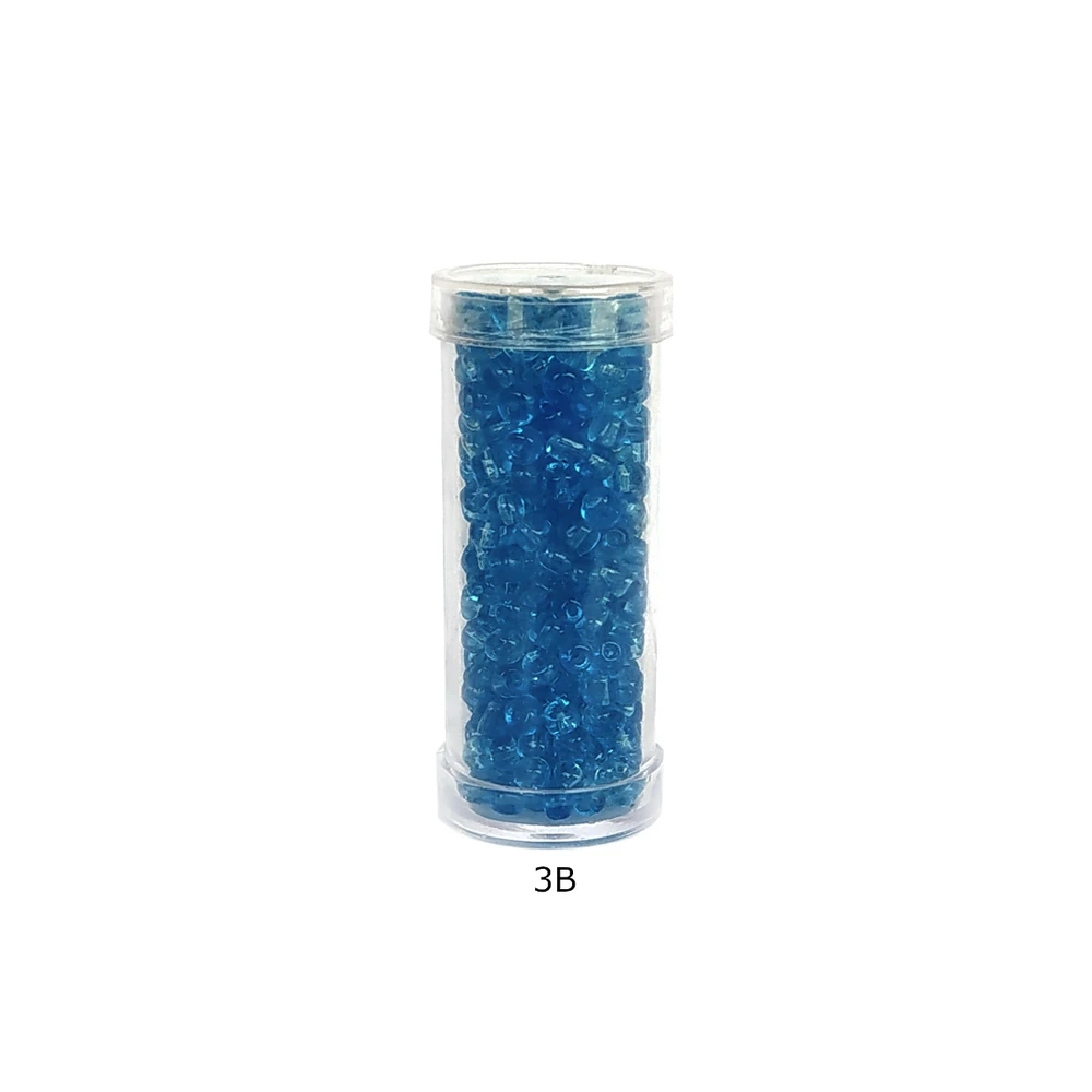 Stikliniai apvalūs karoliukai (biseris) Nr. 6/0 RainBow® plastikinėje tūbelėje 25 g, spalva 3B