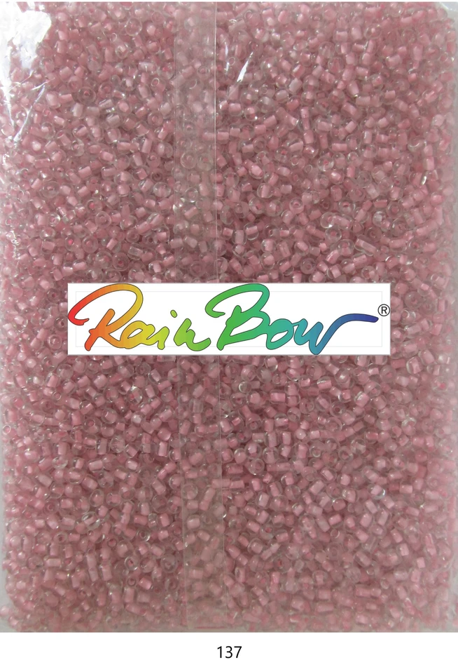 Stikliniai apvalūs karoliukai (biseris) Nr. 6/0 RainBow® 500g, spalva 137