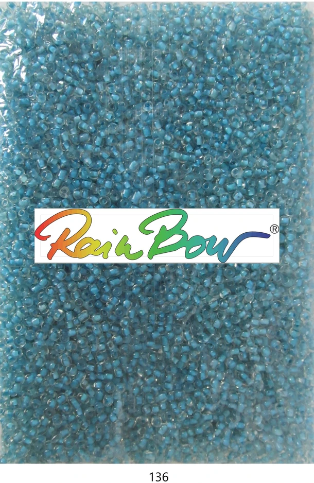 Stikliniai apvalūs karoliukai (biseris) Nr. 6/0 RainBow® 500g, spalva 136