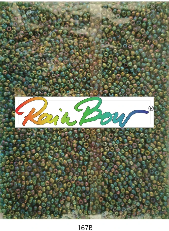 Stikliniai apvalūs karoliukai (biseris) Nr. 6/0 RainBow® 500g, spalva 167B