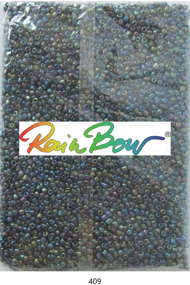 Stikliniai apvalūs karoliukai (biseris) Nr. 6/0 RainBow® 500g, spalva 409