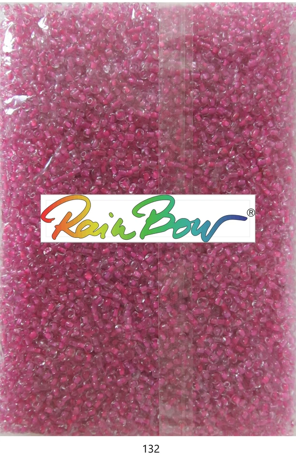 Stikliniai apvalūs karoliukai (biseris) Nr. 6/0 RainBow® 500g, spalva 132