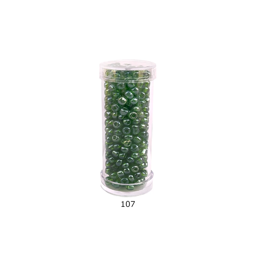 Stikliniai apvalūs karoliukai (biseris) Nr. 6/0 RainBow® plastikinėje tūbelėje 25 g, spalva 107