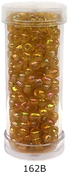 Stikliniai apvalūs karoliukai (biseris) Nr. 6/0 RainBow® plastikinėje tūbelėje 25 g, spalva 162B