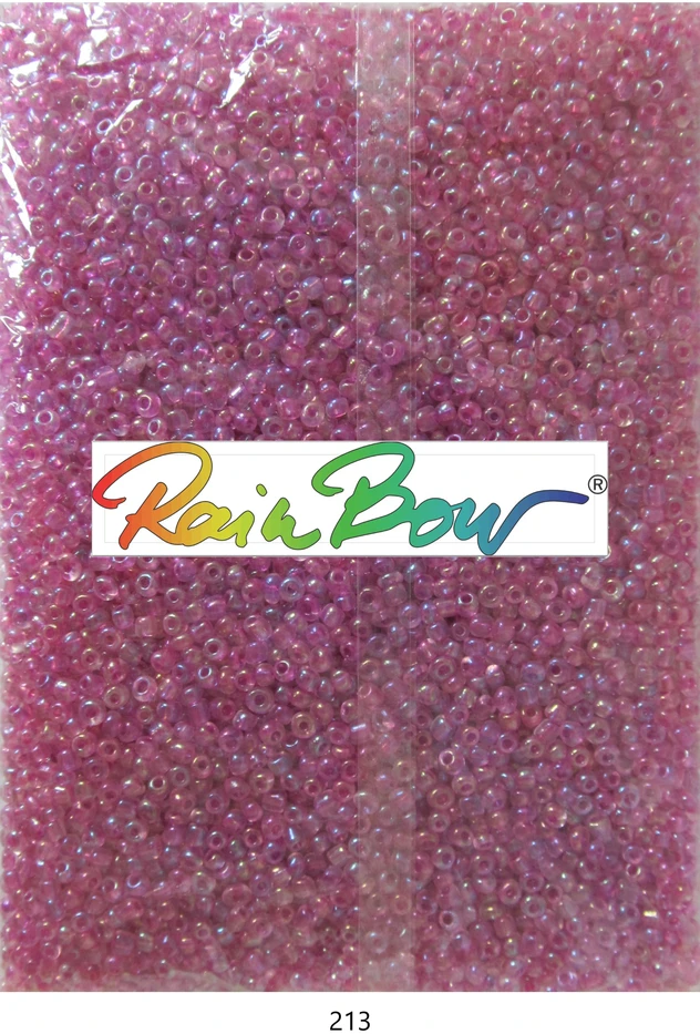 Stikliniai apvalūs karoliukai (biseris) Nr. 6/0 RainBow® 500g, spalva 213