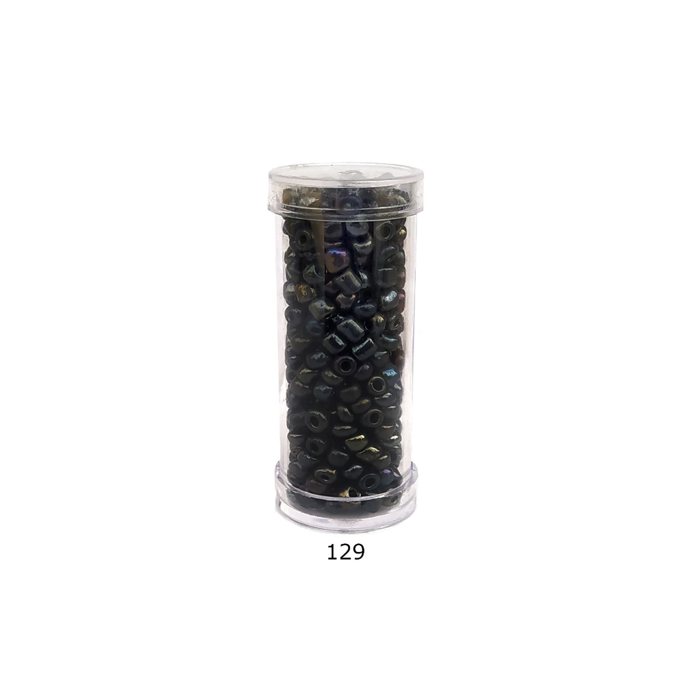 Stikliniai apvalūs karoliukai (biseris) Nr. 6/0 RainBow® plastikinėje tūbelėje 25 g, spalva 129